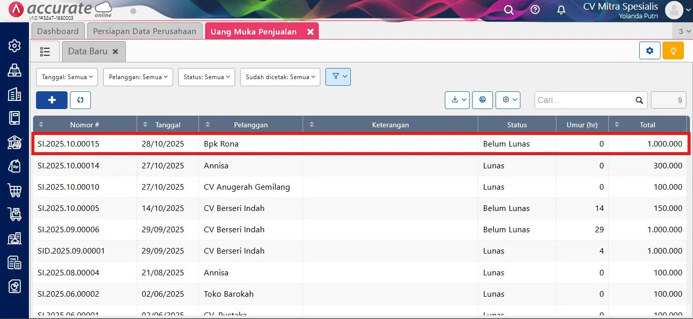 mencatat penjualan gift voucher